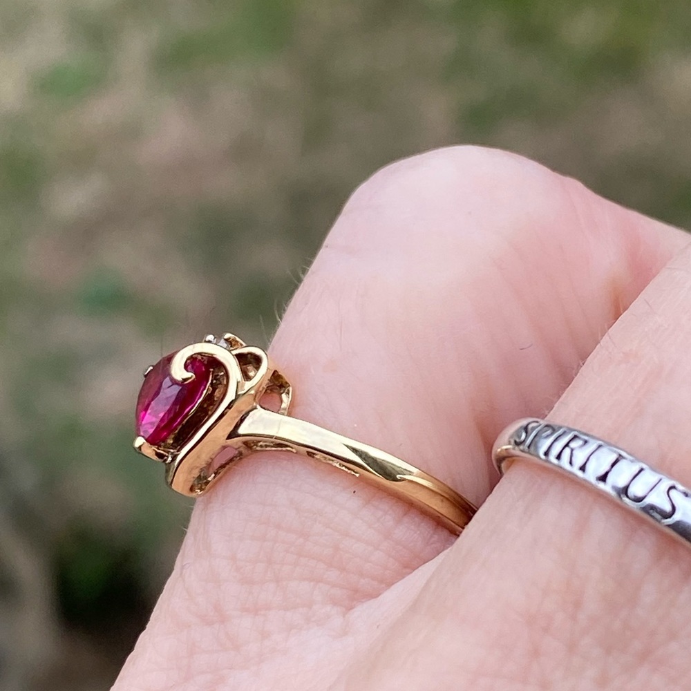 SOLD 💲Ruby heart ring 14k gold over .925 Sterling Silver size 7 new - Picture 10 of 12